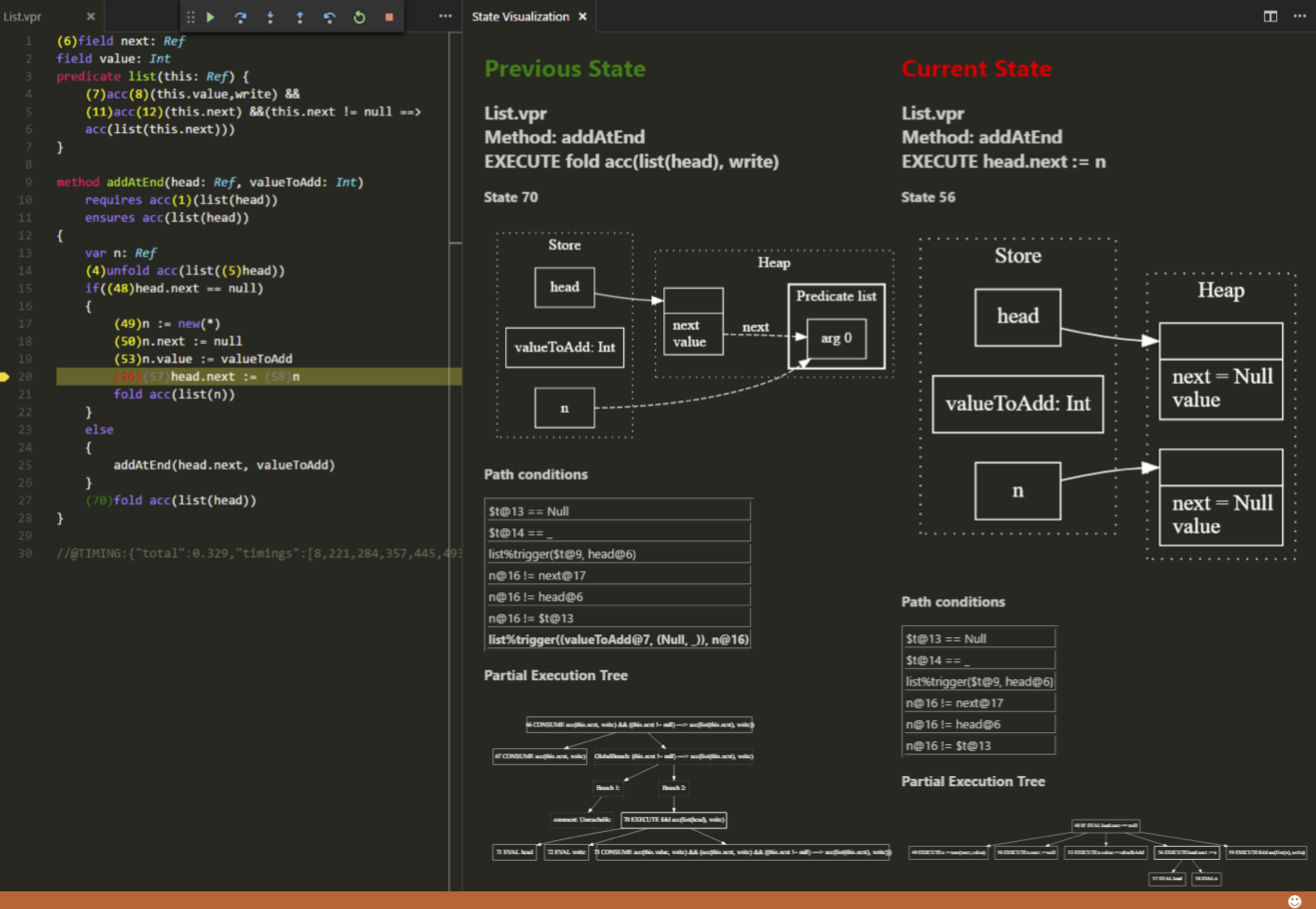 Screenshot of the Visual SE debugger prototype.